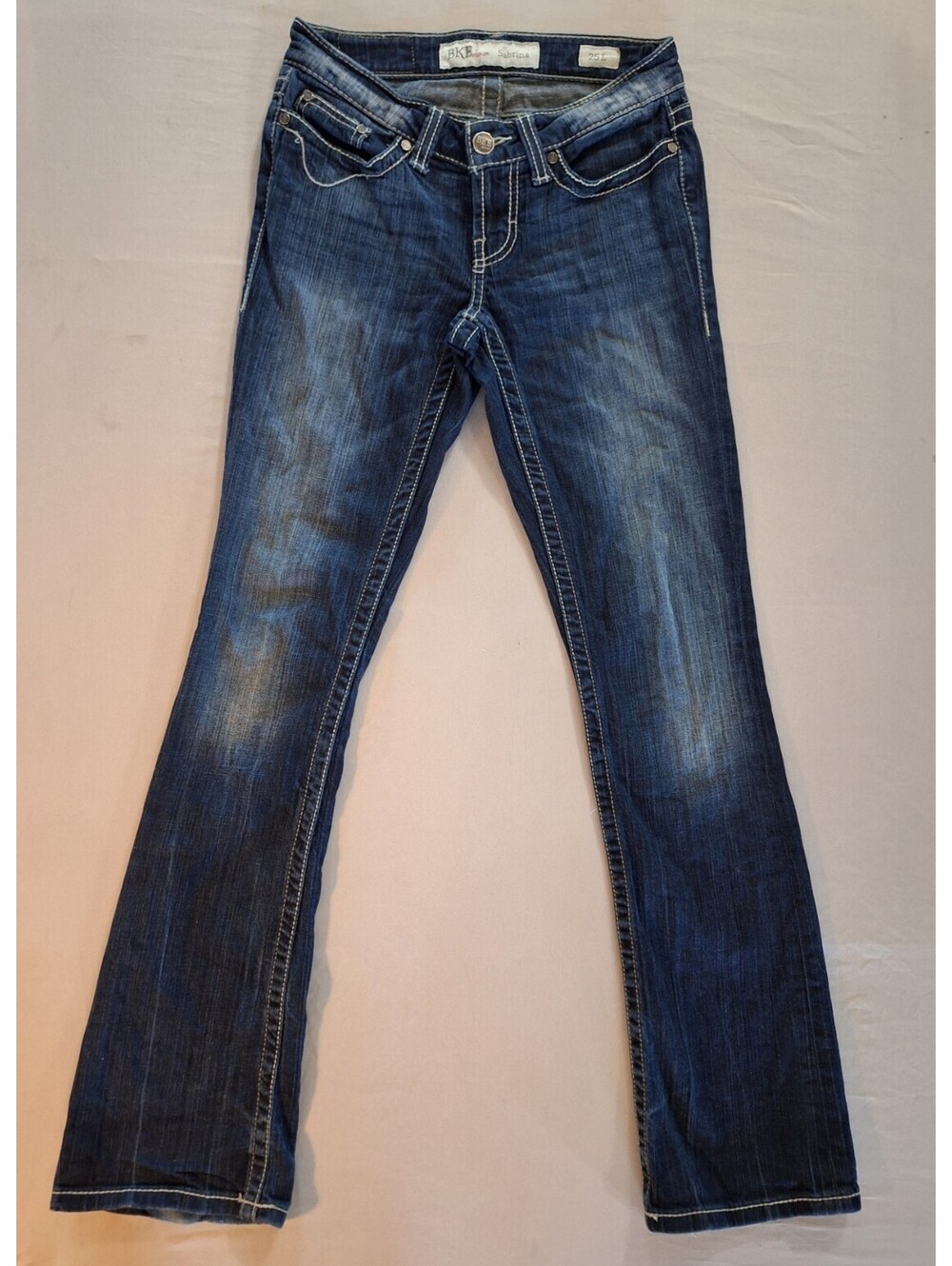BKE Sabrina Cotton Blend Blue Bootleg Denim Jeans Women Size 25 *flaw